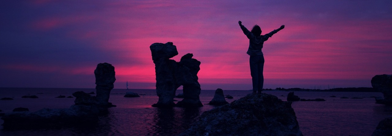 Purple sunset celebration